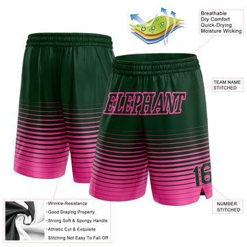 Custom Green Pink Pinstripe Fade Fashion Authentic Basketball Shorts