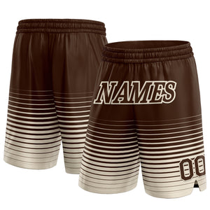 Custom Brown Cream Pinstripe Fade Fashion Authentic Basketball Shorts