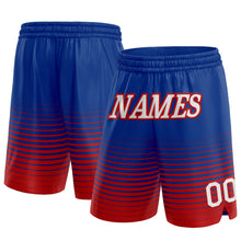 Load image into Gallery viewer, Custom Royal White-Red Pinstripe Fade Fashion Authentic Basketball Shorts
