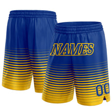 Load image into Gallery viewer, Custom Royal Yellow Pinstripe Fade Fashion Authentic Basketball Shorts
