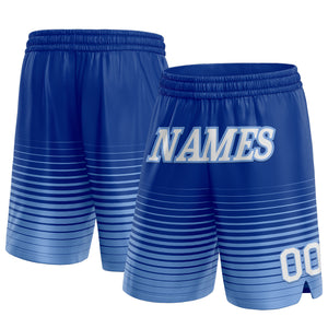 Custom Royal White-Light Blue Pinstripe Fade Fashion Authentic Basketball Shorts