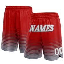 Load image into Gallery viewer, Custom Red White-Gray Pinstripe Fade Fashion Authentic Basketball Shorts
