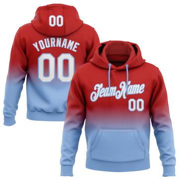 Custom Stitched Red White-Light Blue Fade Fashion Sports Pullover Sweatshirt Hoodie