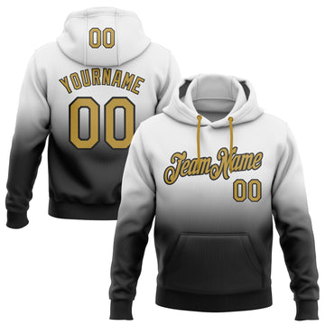 Custom Stitched White Old Gold-Black Fade Fashion Sports Pullover Sweatshirt Hoodie
