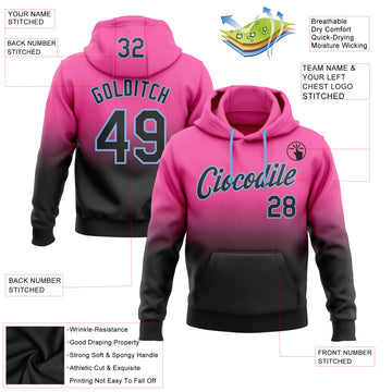 Custom Stitched Pink Black-Light Blue Fade Fashion Sports Pullover Sweatshirt Hoodie