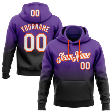 Custom Stitched Purple White Black-Orange Fade Fashion Sports Pullover Sweatshirt Hoodie