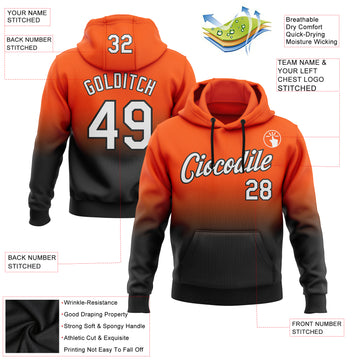 Custom Stitched Orange White-Black Fade Fashion Sports Pullover Sweatshirt Hoodie