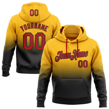 Custom Stitched Gold Red-Black Fade Fashion Sports Pullover Sweatshirt Hoodie