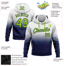 Load image into Gallery viewer, Custom Stitched White Neon Green-Navy Fade Fashion Sports Pullover Sweatshirt Hoodie
