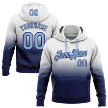 Load image into Gallery viewer, Custom Stitched White Light Blue-Navy Fade Fashion Sports Pullover Sweatshirt Hoodie
