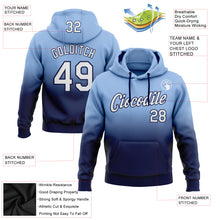 Load image into Gallery viewer, Custom Stitched Light Blue White-Navy Fade Fashion Sports Pullover Sweatshirt Hoodie
