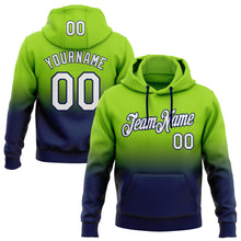 Load image into Gallery viewer, Custom Stitched Neon Green White-Navy Fade Fashion Sports Pullover Sweatshirt Hoodie

