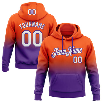 Custom Stitched Orange White-Purple Fade Fashion Sports Pullover Sweatshirt Hoodie
