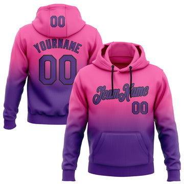 Custom Stitched Pink Purple-Black Fade Fashion Sports Pullover Sweatshirt Hoodie
