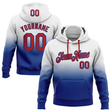 Custom Stitched White Red-Royal Fade Fashion Sports Pullover Sweatshirt Hoodie