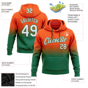 Custom Stitched Orange White-Kelly Green Fade Fashion Sports Pullover Sweatshirt Hoodie