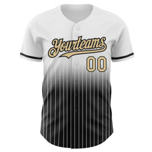 Load image into Gallery viewer, Custom White Pinstripe Vegas Gold-Black Authentic Fade Fashion Baseball Jersey
