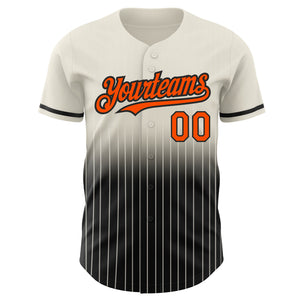 Custom Cream Pinstripe Orange-Black Authentic Fade Fashion Baseball Jersey