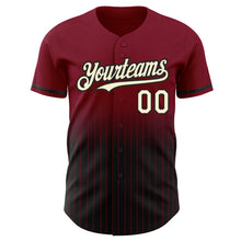 Load image into Gallery viewer, Custom Crimson Pinstripe Cream-Black Authentic Fade Fashion Baseball Jersey
