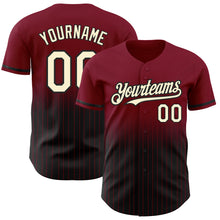 Load image into Gallery viewer, Custom Crimson Pinstripe Cream-Black Authentic Fade Fashion Baseball Jersey
