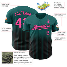 Load image into Gallery viewer, Custom Teal Pinstripe Pink-Black Authentic Fade Fashion Baseball Jersey
