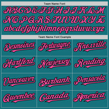 Load image into Gallery viewer, Custom Teal Pinstripe Pink-Black Authentic Fade Fashion Baseball Jersey
