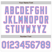 Load image into Gallery viewer, Custom White Pinstripe Light Blue-Pink Authentic Fade Fashion Baseball Jersey
