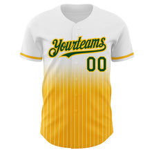 Load image into Gallery viewer, Custom White Pinstripe Green-Gold Authentic Fade Fashion Baseball Jersey
