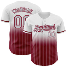 Load image into Gallery viewer, Custom White Pinstripe Gray-Crimson Authentic Fade Fashion Baseball Jersey
