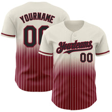 Load image into Gallery viewer, Custom Cream Pinstripe Black-Crimson Authentic Fade Fashion Baseball Jersey
