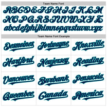 Load image into Gallery viewer, Custom White Pinstripe Navy-Teal Authentic Fade Fashion Baseball Jersey
