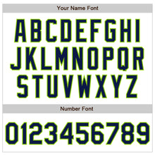Load image into Gallery viewer, Custom White Pinstripe Navy-Neon Green Authentic Fade Fashion Baseball Jersey
