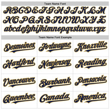 Load image into Gallery viewer, Custom White Pinstripe Navy-Old Gold Authentic Fade Fashion Baseball Jersey
