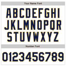 Load image into Gallery viewer, Custom White Pinstripe Navy-Old Gold Authentic Fade Fashion Baseball Jersey
