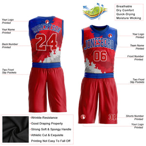 Custom Figure Red-Royal Round Neck Sublimation Basketball Suit Jersey