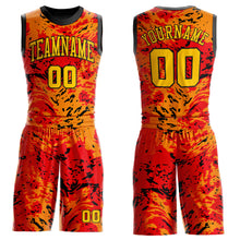 Load image into Gallery viewer, Custom Figure Gold-Orange Round Neck Sublimation Basketball Suit Jersey
