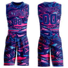 Load image into Gallery viewer, Custom Figure Royal-Pink Round Neck Sublimation Basketball Suit Jersey
