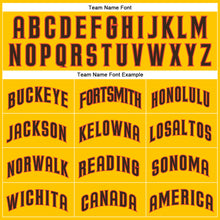 Load image into Gallery viewer, Custom Gold Brown-Orange Authentic Throwback Basketball Jersey
