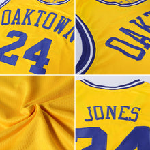Load image into Gallery viewer, Custom Gold Purple-Gray Authentic Throwback Basketball Jersey
