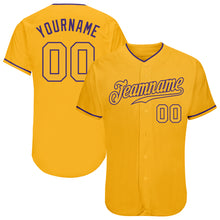 Load image into Gallery viewer, Custom Gold Gold-Purple Authentic Baseball Jersey

