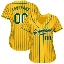 Load image into Gallery viewer, Custom Yellow Green Pinstripe Green-White Authentic Baseball Jersey
