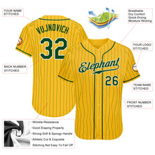 Load image into Gallery viewer, Custom Yellow Green Pinstripe Green-White Authentic Baseball Jersey
