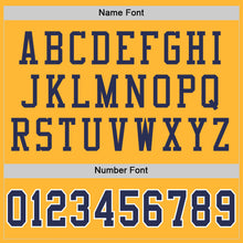 Load image into Gallery viewer, Custom Gold Navy-White Mesh Authentic Throwback Football Jersey
