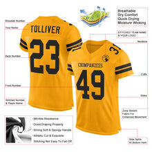 Load image into Gallery viewer, Custom Gold Black Mesh Authentic Football Jersey
