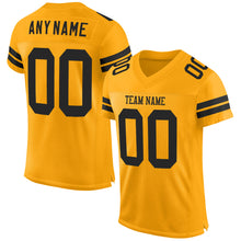 Load image into Gallery viewer, Custom Gold Black Mesh Authentic Football Jersey
