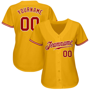 Custom Gold Red-White Authentic Baseball Jersey