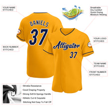 Load image into Gallery viewer, Custom Gold Navy-White Authentic Baseball Jersey
