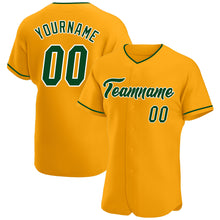 Load image into Gallery viewer, Custom Gold Green-White Authentic Baseball Jersey
