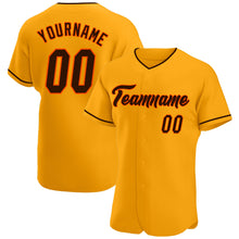 Load image into Gallery viewer, Custom Gold Brown-Orange Authentic Baseball Jersey
