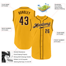 Load image into Gallery viewer, Custom Gold Brown-Cream Authentic Sleeveless Baseball Jersey
